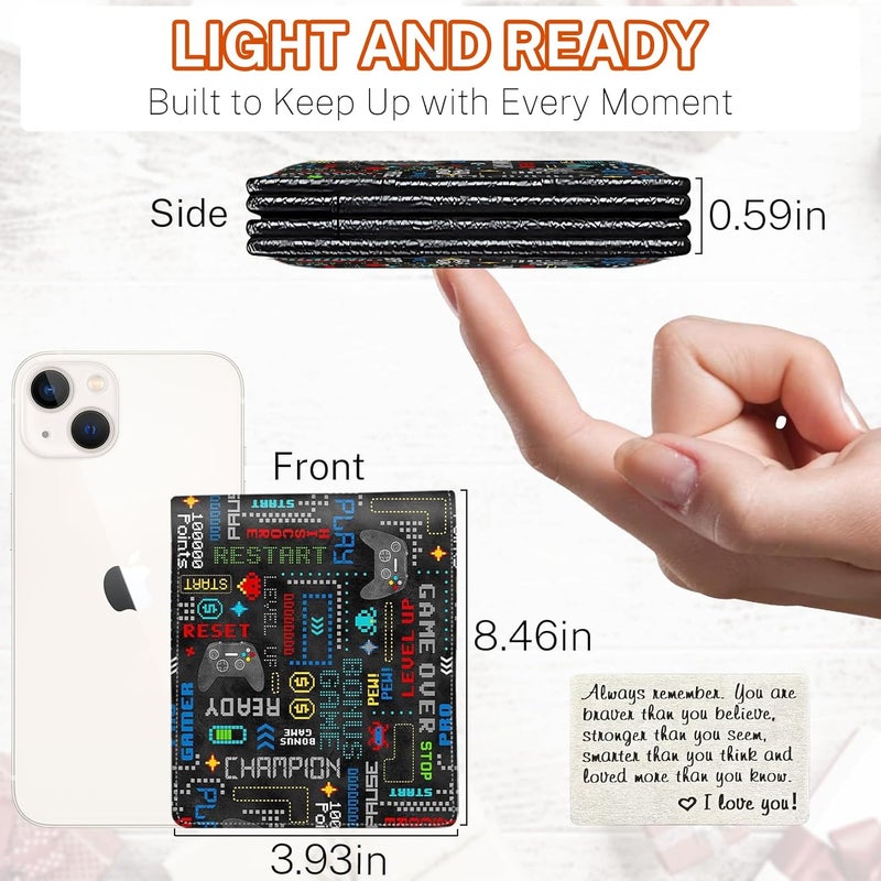 Mindow Boys Wallet for Kids, Teen Boy Soccer Wallets 9-12 8-10 8-12, Cool Novelty Leather Bifold Rfid Blocking Purse Coin Pocket Zipper Id Window for Children Men Male Youth Guys Birthday Christmas Gifts - Image 2